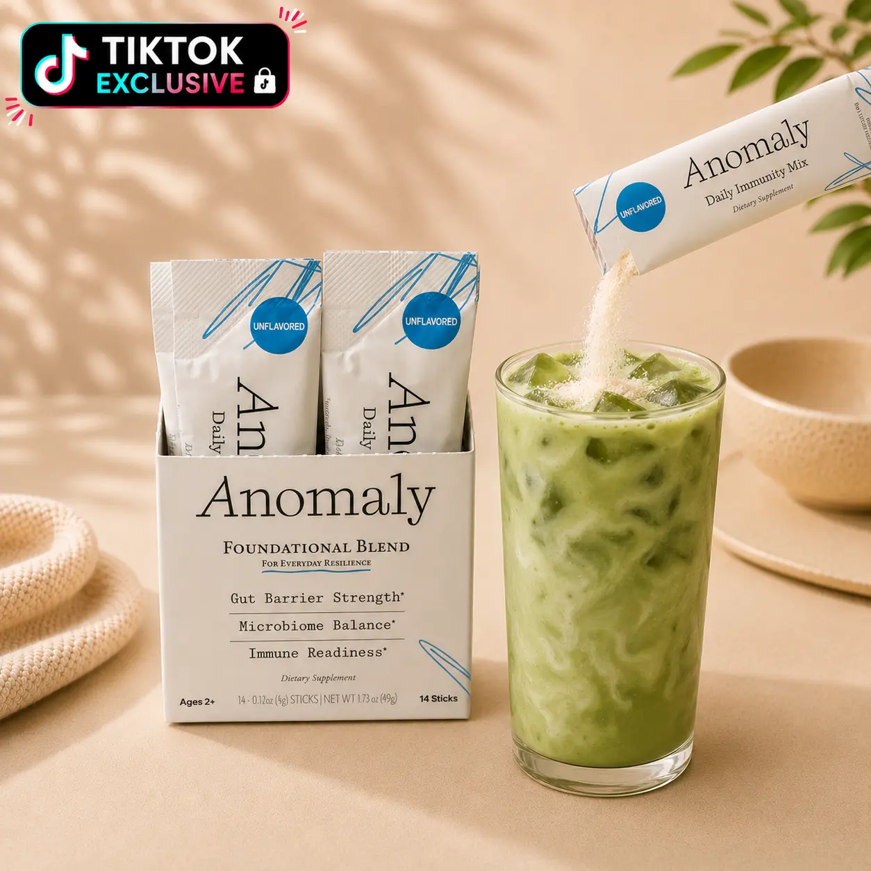 Anomaly Foundational Blend For Everyday Resilience - Unflavored - 14 Stick Travel Pack -  Probiotics, Prebiotics, Colostrum and Essential Vitamins