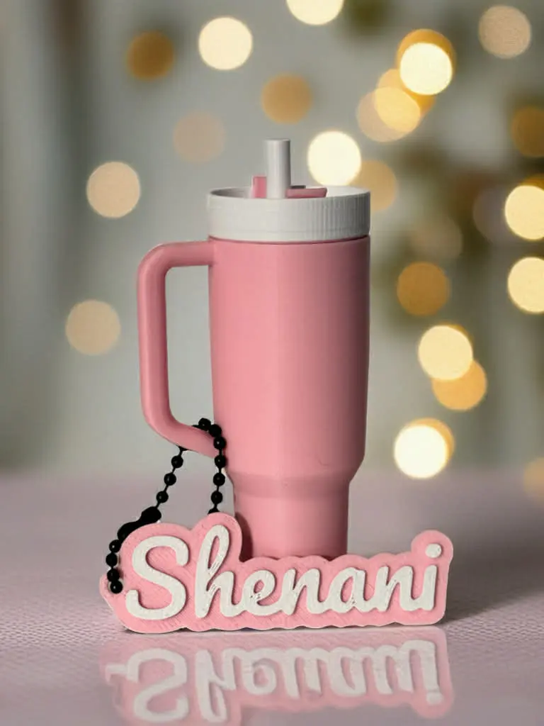Mini Tumbler + Custom Name Keychain Bundle 💕 3D Printed Cutie Set