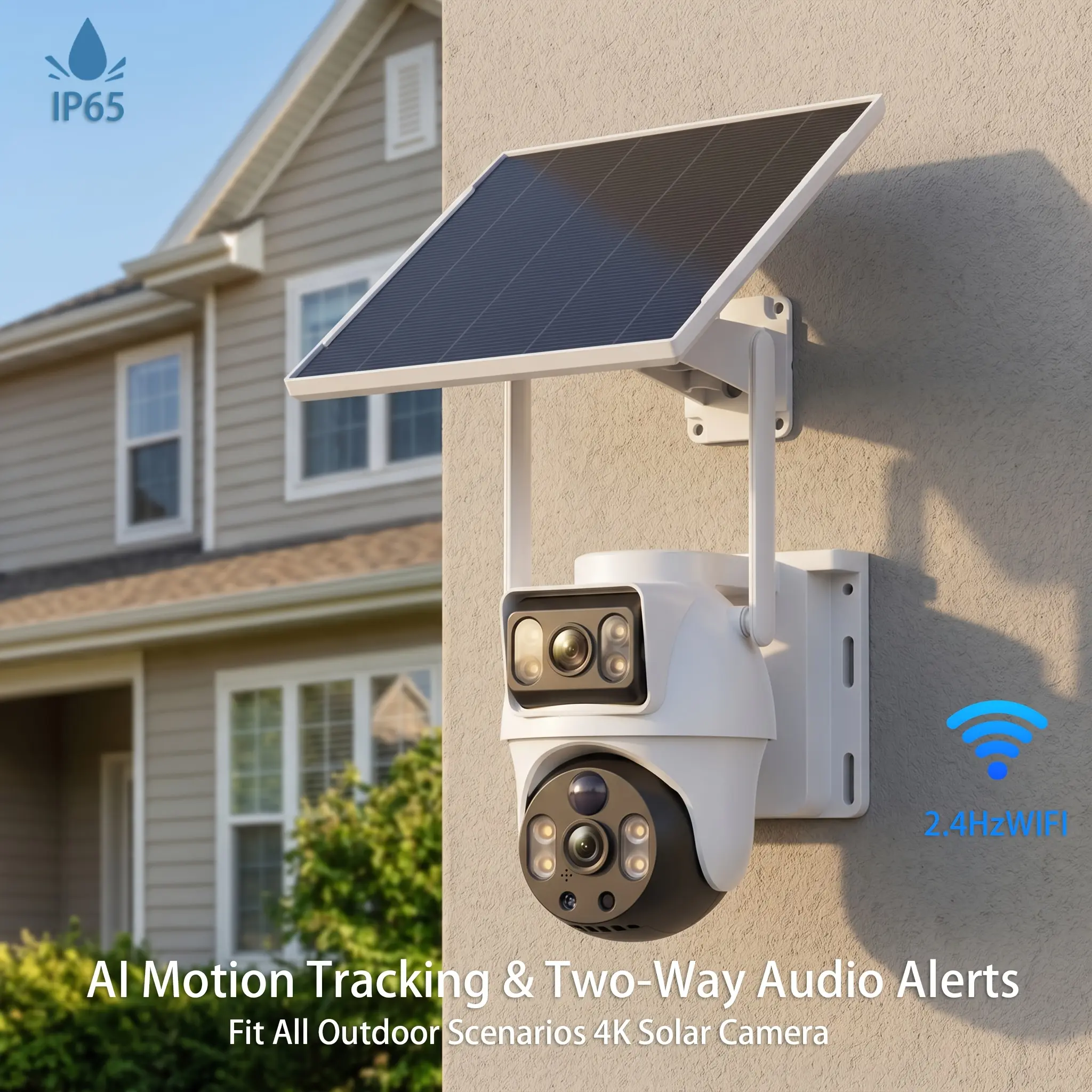 XIAOVV Outdoor Solar Security Camera 8MP Ultra HD, Supports 2.4GHz Wireless Wi-Fi Monitoring  Spherical Design with 360° Panoramic View and 90° Vertical Rotation  Features Motion Tracking, Human Detection, Batte