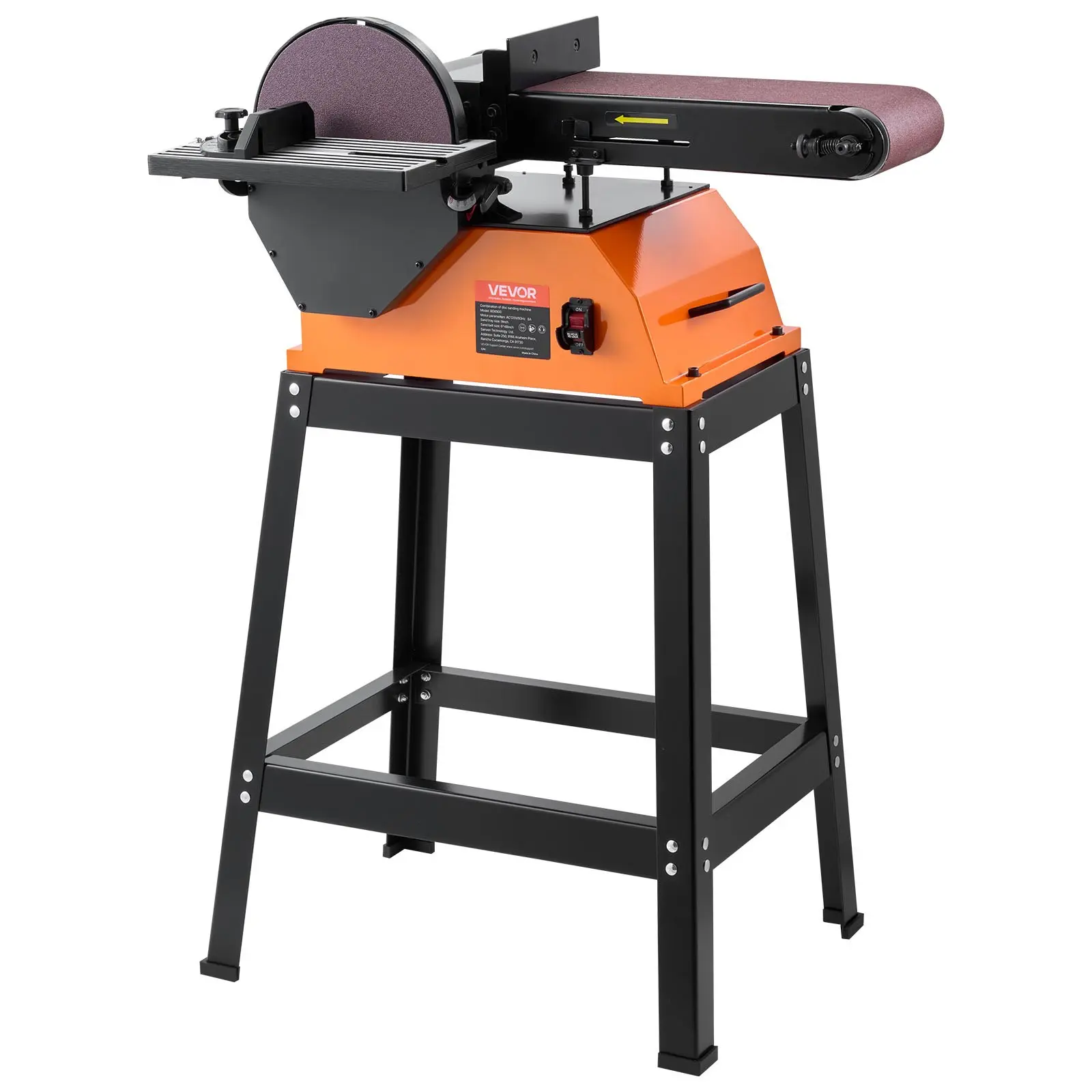 VEVOR Professional Belt-Disc Sander Combo Pack with Stand, 800W Sanding Machine, 9 in Disc & 6x48 in Belt, 0-45 Adjustable Table for Woodworking, Furniture Refinishing