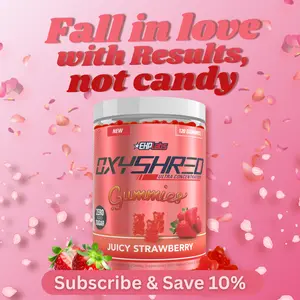 EHPlabs OxyShred Gummies  | 120ct Juicy Strawberry & Blue Raspberry Pre Workout Gummy Zero Added Sugar L Carnitine & Natural Caffeine On The Go Energy, Edible Preworkout