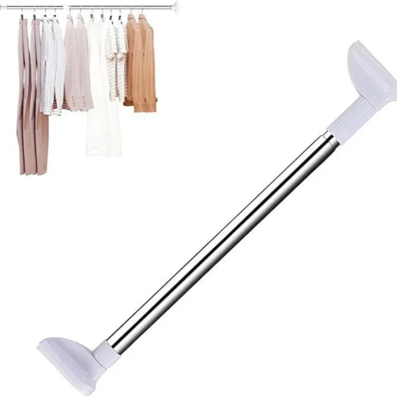Drill-Free Telescopic Tension Rod for Hanging Clothes，adjustable Extendable Rod Without Drilling,Stainless Steel Shower Curtain Rod, For Bathroom, Window, Closet, Room Divider