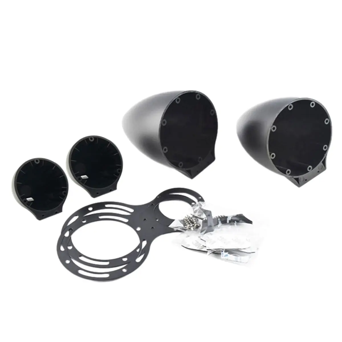3.5 In ABS Plastic Adjustable 3-Way Speaker Bracket - Car Midrange Base, Modified 3-Way Tweeter Bracket, 2 Midrange Gaskets, 2 Treble Gaskets, 4 Double-Sided Tape, Iron Screws, Car Audio Accessories