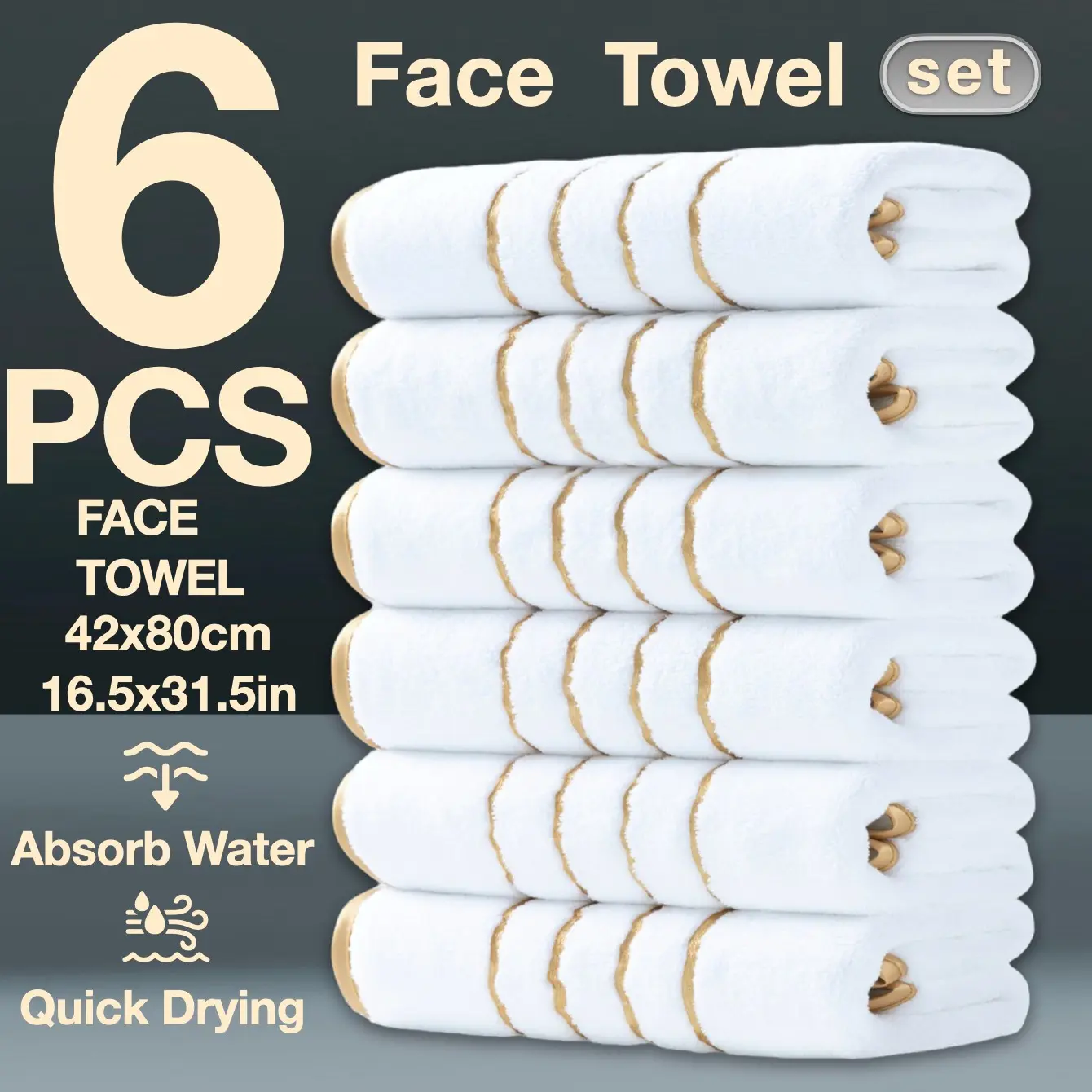 Luxury 6-Piece Bathroom Set with 35x75cm Towel, Modern Design for Home & Spa, Great Gift Idea with Excellent Color Fastness
