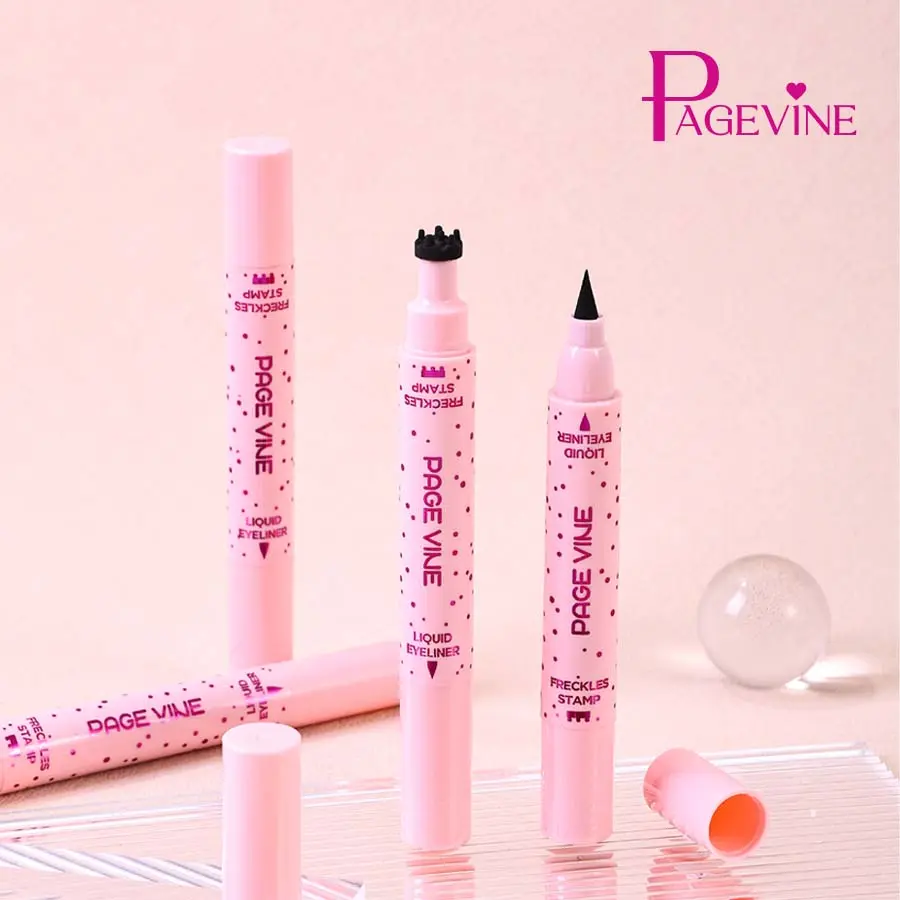 Makeup PAGE VINE dual-ended eyeliner pen for freckles — long-lasting, easy color application, waterproof