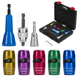 Wire Stripper Twister Tool for Drill, Wire Stripping Tool & Wire Twisting Connector for Cutters 6-14 AWG, 8 In 1 Professional Electrician Wire Nut Twister Stripping and Twisting Tool