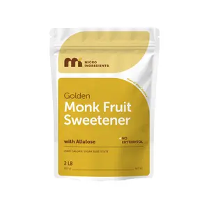 Micro Ingredients Golden Monk Fruit with Allulose Sweetener, 2 Lb – 1:1 Brown Sugar Substitute - No Erythritol, Zero Calorie