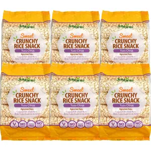 Jayone Sweet Crunchy Rice Snack Yuzu Citrus, 6 Pack, 2.8 oz Bags, Vegan Gluten Free Crispy Rice Snack