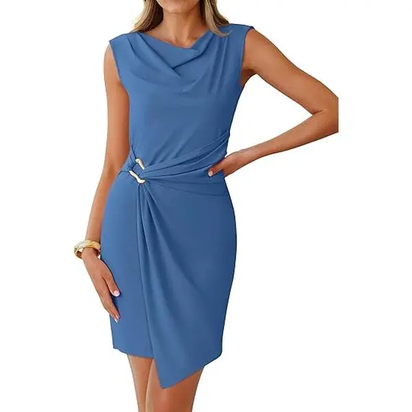 ZESICA Summer Wedding Guest Dresses for Women 2026 Bodycon Formal Cocktail Party Short Dress