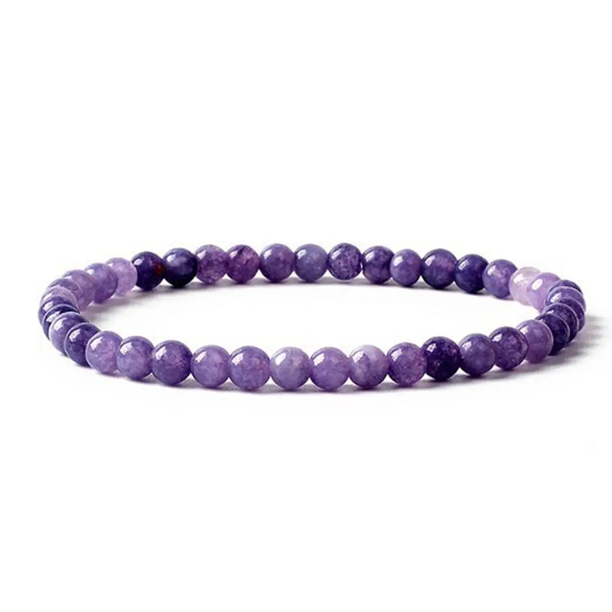 4mm Chevron Amethyst Gemstone Bead Bracelet  - Natural Healing Crystal Bracelet - Stretch Bracelet for Confidence and Love