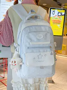 1pc  Fresh women's backpack with contrasting colors, Colorblock Backpack, zipper closure, polka dot print, fashionable and versatile, Trendy Backpack, suitable for students to go to school, campus, commuting, shopping, women's backpack