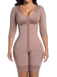 Women's Three-Quarter Sleeve Soft Knit Underwear Shapewear Bodysuit, Front-Button Design with Dual Buckle Closure, Strong Waist-Cinching Effect, Fall and Winter Essential