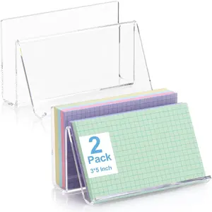 2 Pack 3x5 Clear Acrylic Index Card Display Holder Stand 200 Capacity Name Card Organizer Postcard Display for Study Supplies No Cards Included