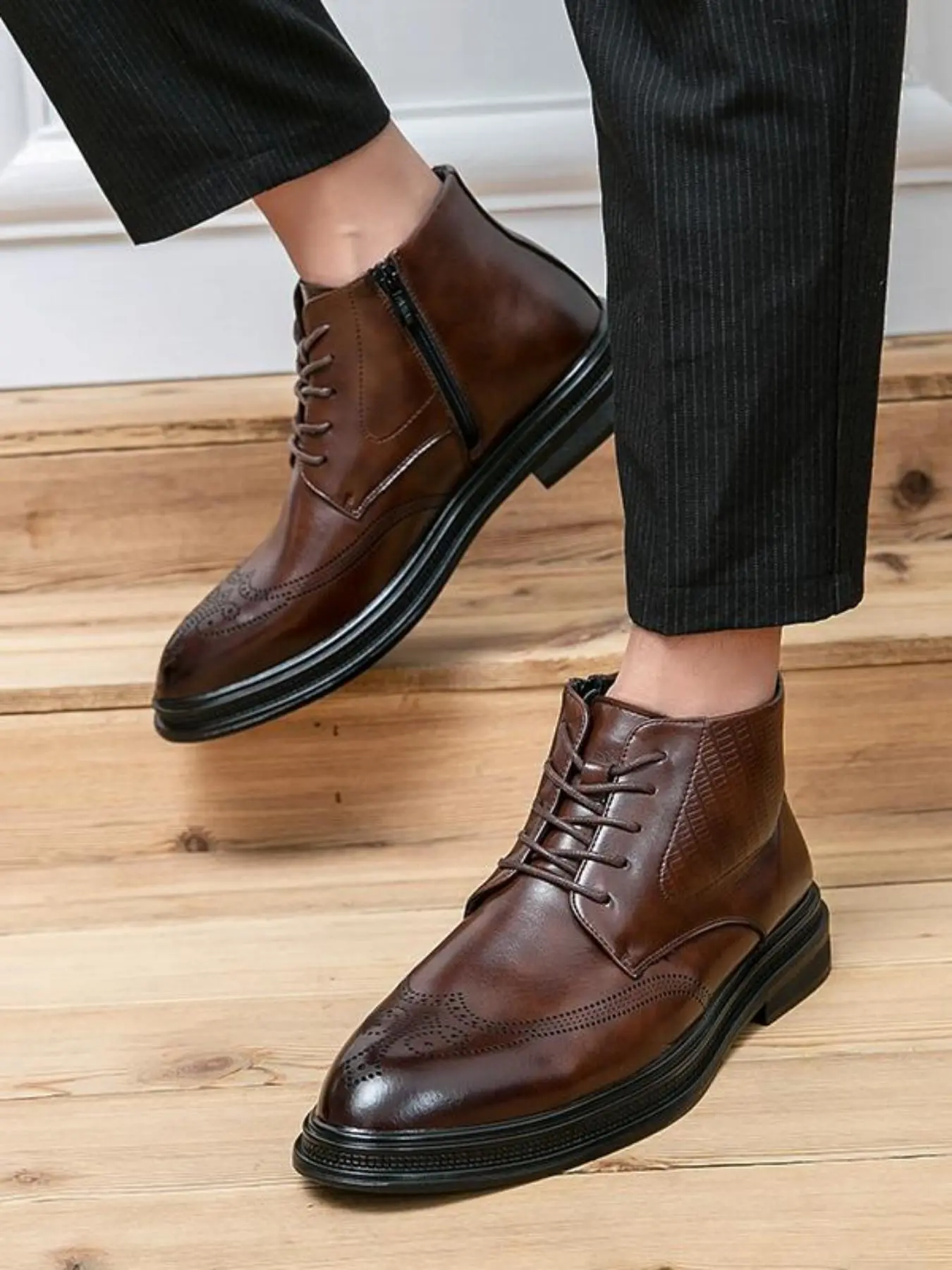 Men's Business Formal Lace Up Ankle Boots, Elegant Boots, Fashionable Solid Color Dress Boots for Work Office, Male All-match Commuter Shoes for Daily Wear