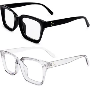 Classic Non-prescription Clear Lens Eyeglasses for Women Thick Square Frame Eyewear