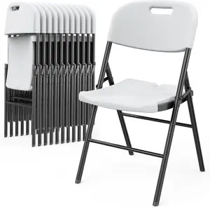 summervibes Karlhome 4/6/10 Pack Heavy-Duty Foldable Chairs HDPE Plastic Seats with Steel Frame for Indoor Outdoor Dining Parties Weddings Schools 350lbs Capacity