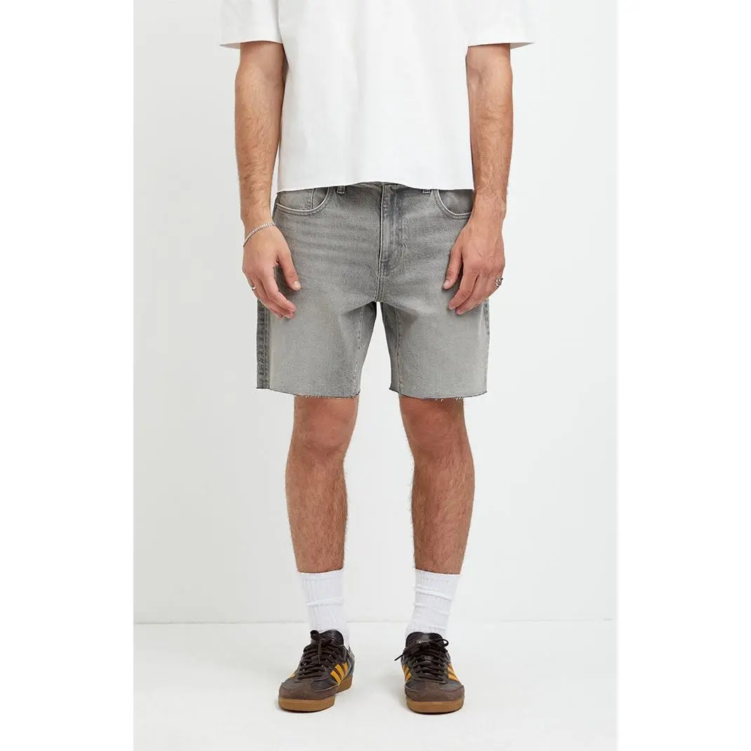 Pacsun Men's Harrison Cutoff Baggy Jean Shorts Stretch Gray