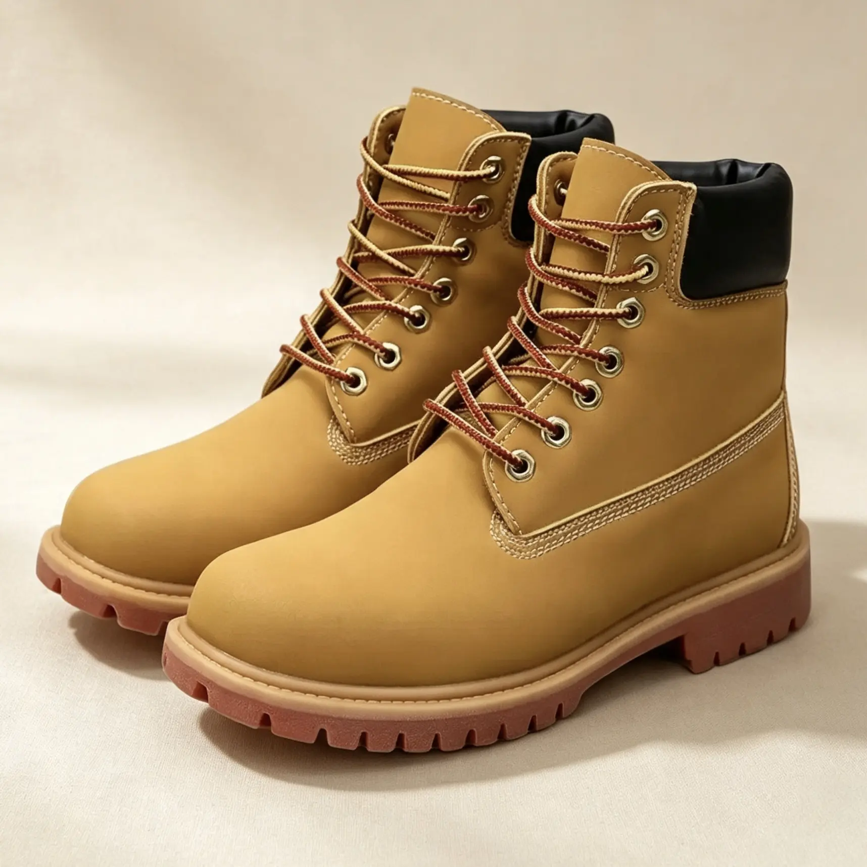 Men's PU Leather Round Toe Ankle Boots - Adjustable Laces, High Cut, Slip Resistant, Wear-Resistant Base, Wide Toe Box, Elevated Thick Platform Sole for Camping, City Casual Daily Wear