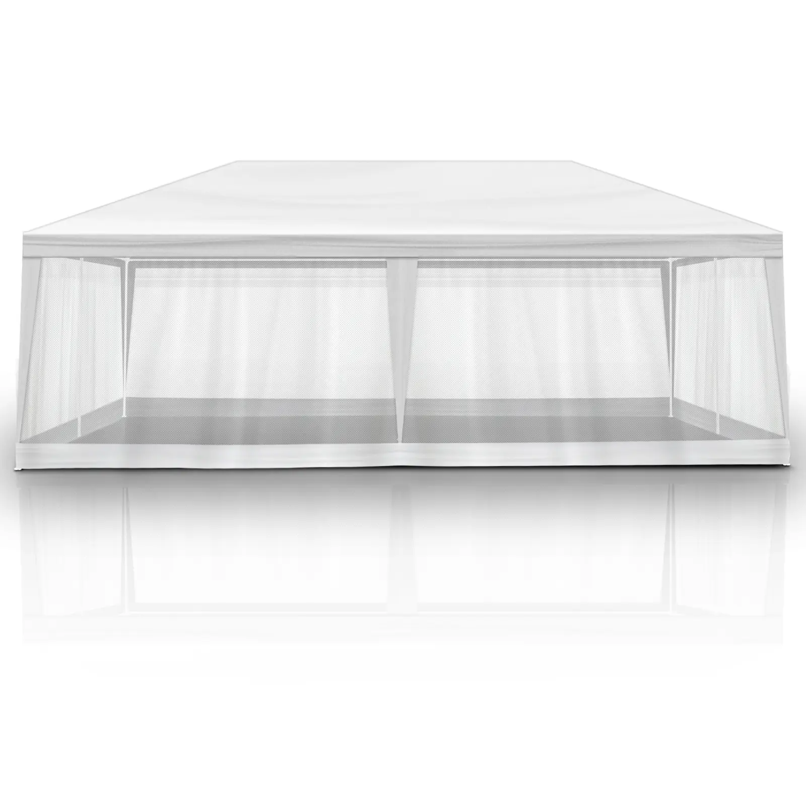 10x20 Mesh Party Tent with 6 Insect Netting Sidewalls, Waterproof Outdoor Canopy Shelter with Steel Frame, Portable White Gazebo for Backyard Camping Events