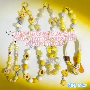 【New !】DIY stylish phone wrist strap and neck strap  handmade sweet design for women & girls phone lanyard cute accessories