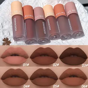 [BY]HERORANGE Chocolate Lip & Eye Stain 6-PC Set  2-in-1 Velvet Matte | Waterproof & Kiss-Proof | Party/Stage/Festival Must-Have | Xmas Gift for Her Gloss Lipgloss Lipstick Makeup Cosmetic Glossy lip stain peel