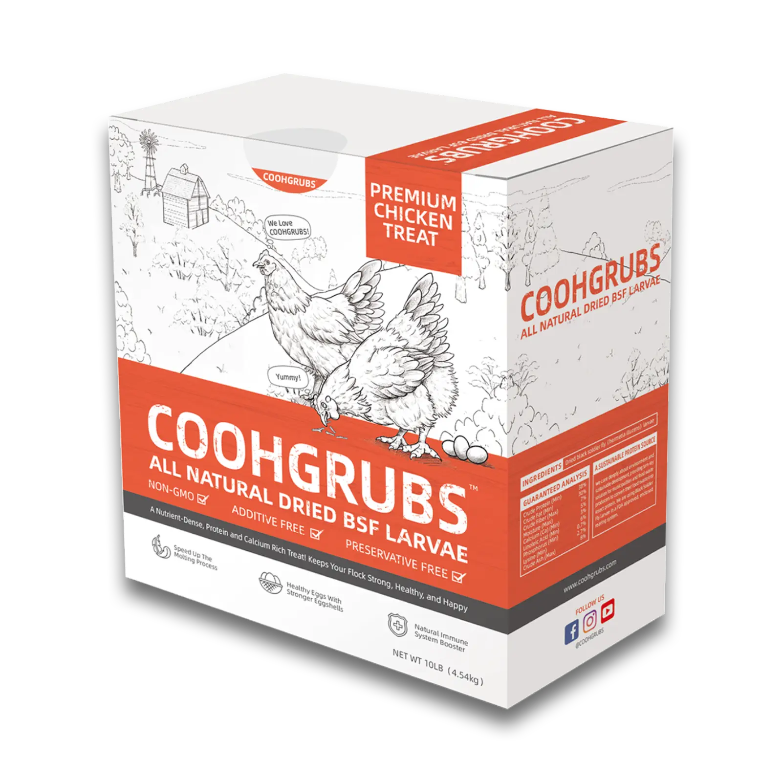 COOHGRUBS Microwave-Dry Black Soldier Fly Larvae - Natural Non-GMO Poultry Dry Food, Aromatic Crispy Texture, Higher Calcium Than Mealworms, Nutritious Health Boost for Chickens & Geese