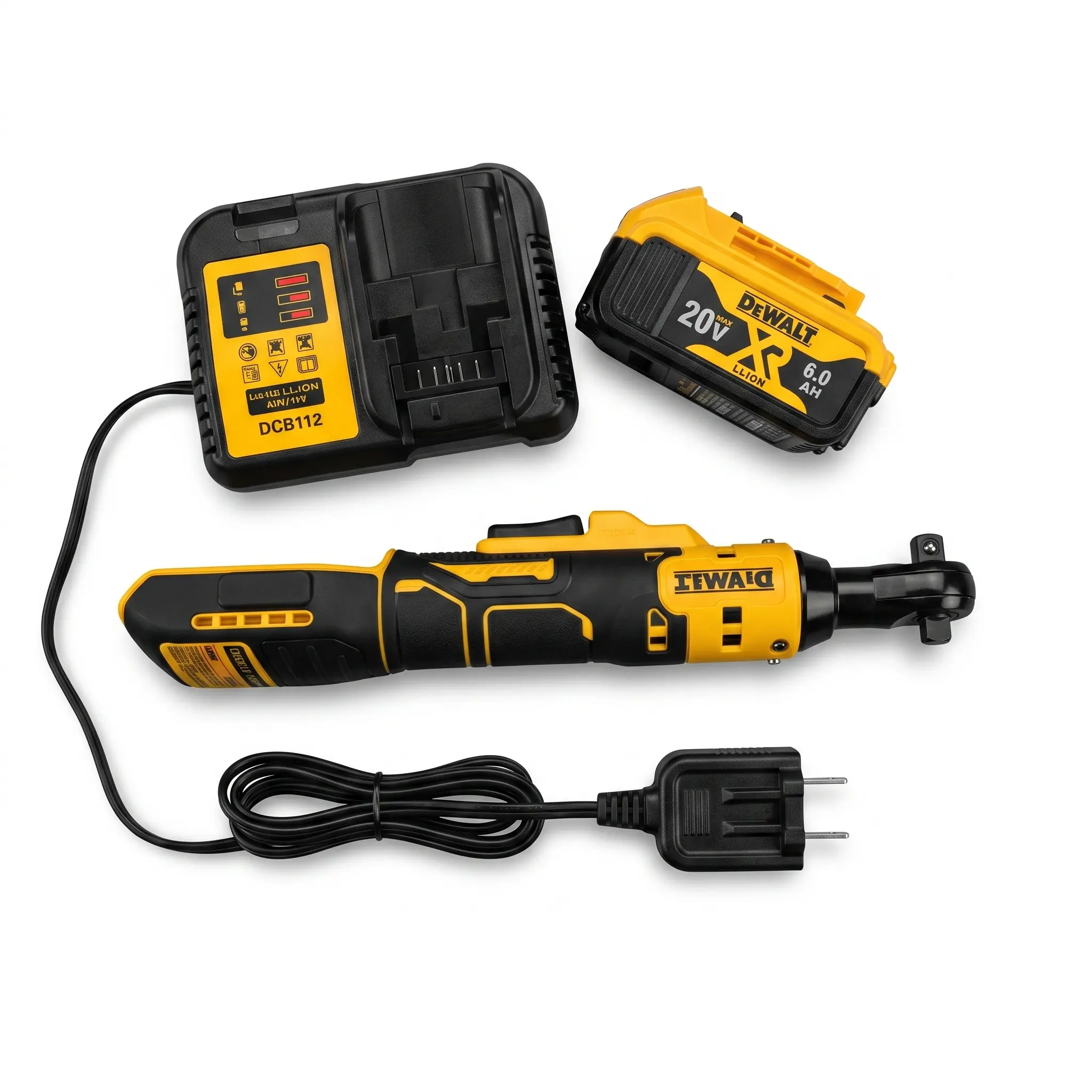 DEWALT DCF512 Cordless Lithium-Ion Ratchet Tool Set, High Torque Brushless Motor, Oil-Resist. Nylon Housing, Anti-Slip Ergo Grip Handle, Batteries Included for Furniture Frame Installation & Assembly Tasks