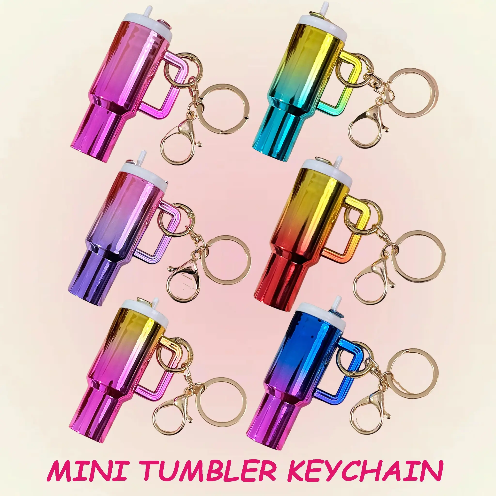 Mini Cup Key Chain Gift Set - 6 Piece Gradient Color Random Containers, Fits Lipstick and Small Accessories, Cute Practical Decorations, Keychain Attachment, Cute Keychains