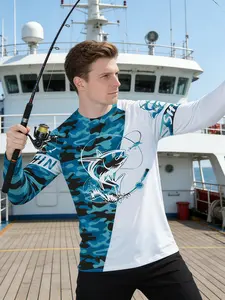 Men's Fishing Hoodie with Face Cover, Long Sleeve Neck Sailing Shirt for Summer Performance, Hunting Jersey and Beach Tops Wear, Premium Outdoor Apparel