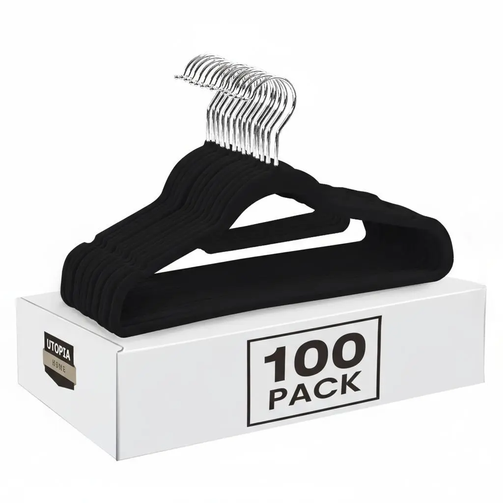 Utopia Home Velvet Hangers - Slim ABS Construction Organiser with Ultra-Grip Non-Slip Design, 360° Swivel Hook, Heavy-Duty for Dresses & Outerwear, Maximize Wardrobe Space Home Organization Storage Essential
