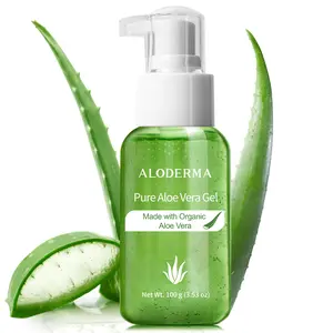 Aloderma Pure Aloe Vera Gel Made within 12 Hours of Harvest with 99% Organic Aloe Vera, Easy Travel Size Tube for Body, Face, & Scalp, Cooling, Soothing Instant Relief for Skin & Sunburn, Hydrating Aloe Gel, 3.53oz/100g