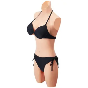【Father's Day】VEVOR Silicone Bodysuit, D-Cup Silicone Breastplate for Crossdressers, Realistic Silk Cotton-Filled Fake Boobs Breast Forms for Transgender Cosplay Drag Queen, Nude