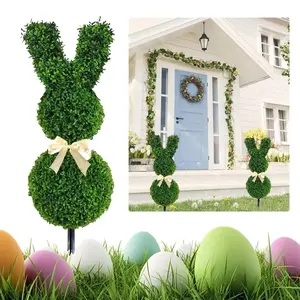 Artificial Green Easter Bunny Plant Easter Bunny Boxwood Hedge Planter Ideal for Home Decoration, home porch decor and outdoor gardens Outdoor Fake Plants
