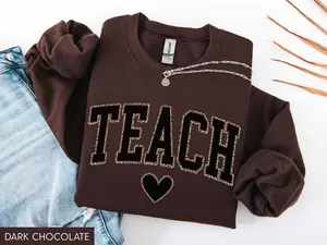 Leopard Teacher Sweatshirt / Short Sleeve T-SHIRT , Teach Sweatshirt, Trendy Teacher Shirts, Cute Teacher Gift, Teacher Sweater, New Teacher Gift