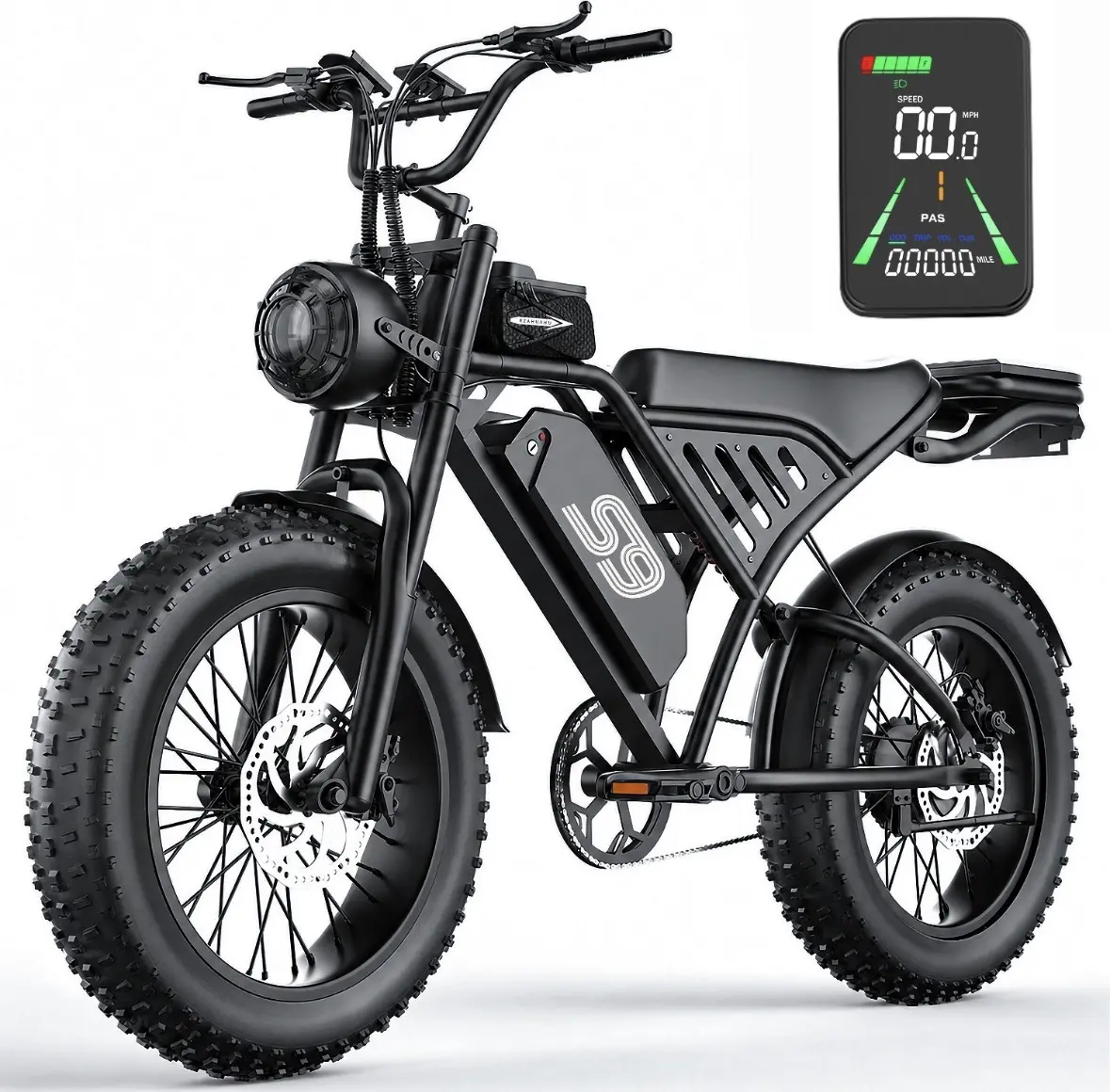 Adult 20-in Fat Tire Electric Mountain Bike - Sports & Outdoor Leisure Cycling Equipment