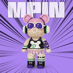 Rocking Girl QVersion Creative Bear Building Block Model Building Blocks Toy, 6110 Pieces 43cm High Home Decoration for Kids Girls Gift summerwins