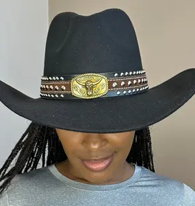 Hat ACCESSORY for Cowboy Style Fedoras with With Bull Emblem