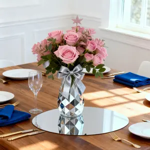 10 circular acrylic mirror table cushions -25cm reusable tabletop decoration, shatterproof and easy to install, suitable for weddings, parties, and tabletop center decoration, party decoration