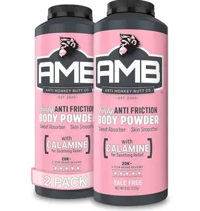 Anti Monkey Butt Body Powder for Women - Talc-Free Sweat & Chafing Relief with Calamine - Hypoallergenic Anti-Friction Formula for Thighs, Underarms, & More - 8 oz (Pack of 2)