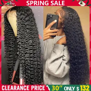 13x4 13x6 Deep Wave HD Lace Front Wig Human Hair 180% density Transparent Lace Frontal Wigs For Women Real Hair Wigs PrePlucked Lace Front Wig