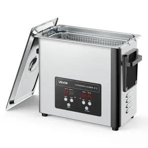 【DealsForYouDays】VEVOR 6L 120W Ultrasonic Cleaner Machine, 40kHz Stainless Steel Device with Cleaning Basket, Digital Display, 360° Deep Cleaning, 40000 Microbubbles/Second, Adjustable Temperature, 14.96x7.09x11.61in for Watches, Razors, Jewelry