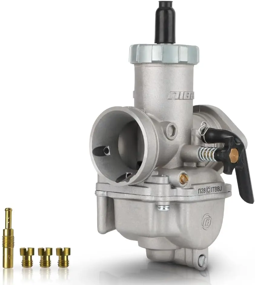 NIBBI PE Series Flange Carburetor PE19mm PE22mm PE24mm PE26mm PE28mm With Carb Jets Fit 100-125cc/110-130cc/140-150cc/150-200cc/200-250cc Motorcycle Engine Compatible With TaoTao Dirt Bike Mini Bike Scooter CG125 CG150 Motorbike Replacement Carburetor