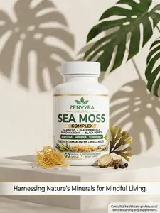 organic Irish Sea Moss, with Black Pepper, Bladderwrack & Burdock Root for immune Support & Thyroid Health (60 Capsules)