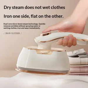 Foldable Steam Iron Portable Handheld Iron for Travel, Mini Garment Steamer, Handheld Clothing Steamer, Steam Press Iron with 180℃ Temperature and 7-Hole Steam, Dorm Essential Travel Gadget, Handheld Ironing Machine