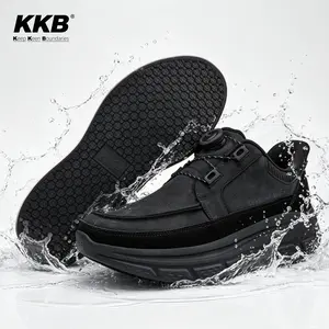 KKB 2026 New Men's Leather Walking Shoes - Low-Cut Slide-On, Moisture-Resistant, Anti-Slip, Waterproof, Lightweight, Breathable Casual Trainers Loafers with Round Toe, Arch Support, Memory Foam for Work, Casual Use (Easy, All-Day Styles)