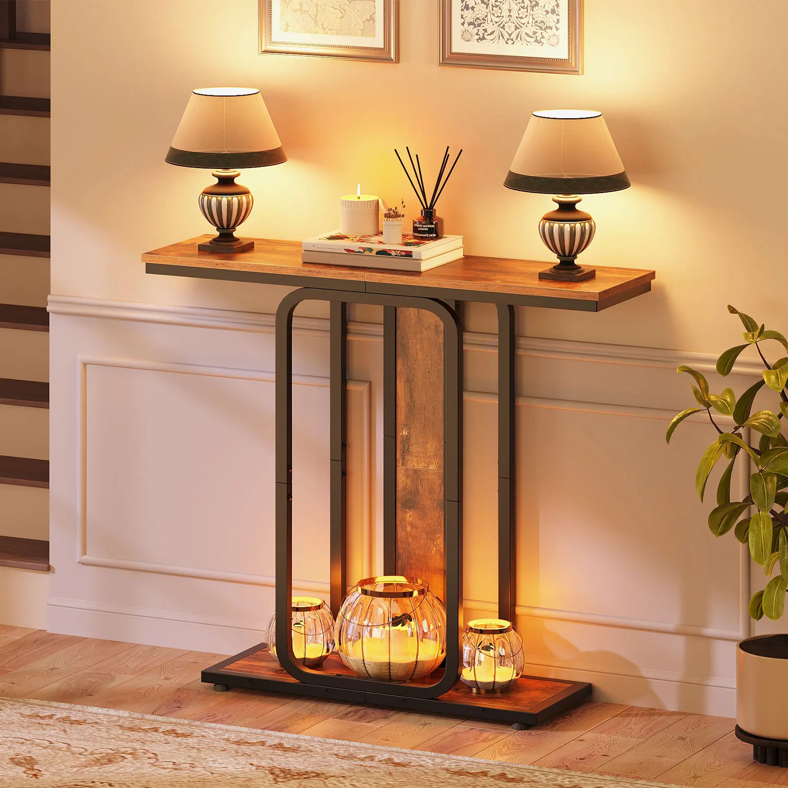 HOOBRO Narrow Console Table, 29.5" Small Entryway Table, 2-Tier Modern Couch Table Behind Sofa, for Living Room, Hallway, Foyer, Bedroom #SummerVibes