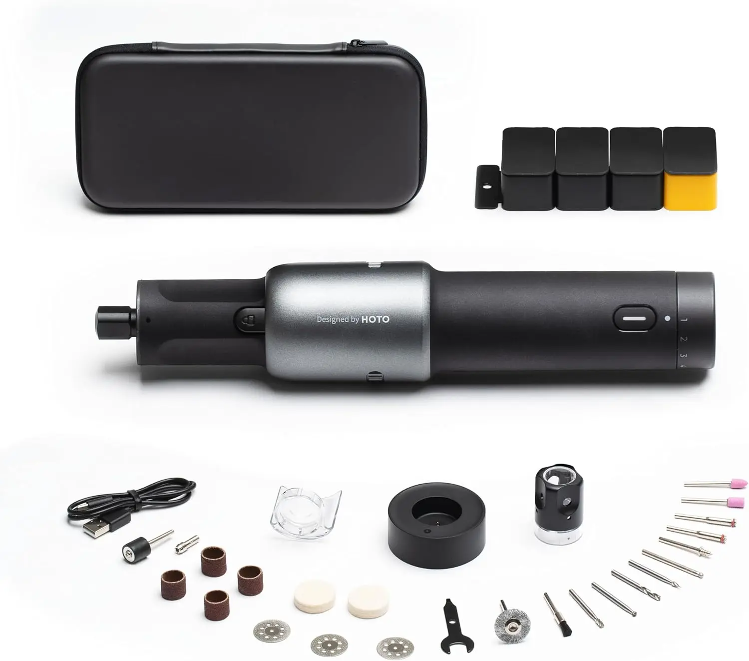HOTO 35 In 1 Cordless Rotary Tool Kit, Type-C Charging Base, 5 Speeds 25000 RPM,Combined Storage Bag,Wood Carving, Polishing, Christmas Gift Portable,toolupgrade