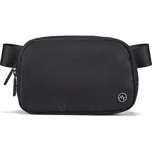 Two-Way Zipper Fanny Pack for Women – Water-Repellent Nylon Belt Bag | Adjustable Crossbody Waist Pack for Travel, Running & Everyday Use (Black)