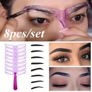 8 in 1 Eyebrow Shaping Template Set-Reusable Beauty Card, Perfect Contour Eyebrow-Effect Makeup Tools
