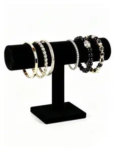 1pc Velvet Single Layer Three-Tier Bracelet Stand, Jewelry Display Rack, Watch Wristband Hairband Organizer, Jewelry Props Showcase